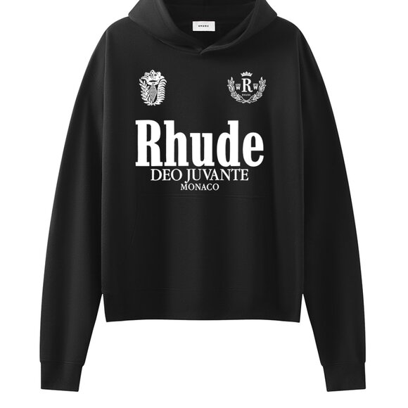 Rhude Black Monaco Deo Juvante Graphic Print Hoodie - Picture 1 of 8